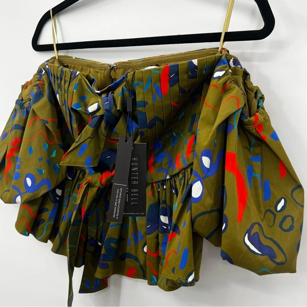 NWT Anthropologie Hunter Bell Rhea Tank Top Blouse Off Shoulder Ribbon US 0 - Picture 12 of 16